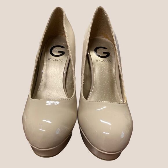 Guess Beige Patent Platform Heels 6 - Picture 4 of 6